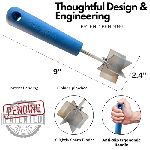 Xidgets 2pc Gift Set | Large Stainless Steel Meat Chopper & Potato Masher | 6-Blade Ground Beef Chopper Tool | Oversized Ergonomic Handle | Heat Resistant Grip | Dishwasher Safe (Lagoon Blue/Lagoon blue) - Image 3