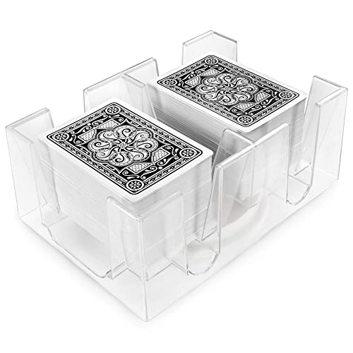 Brybelly Rotating Card Deck Tray Standard Sized Playing Cards Rotates in Any Direction Clear 6 Deck Tray - Image 1