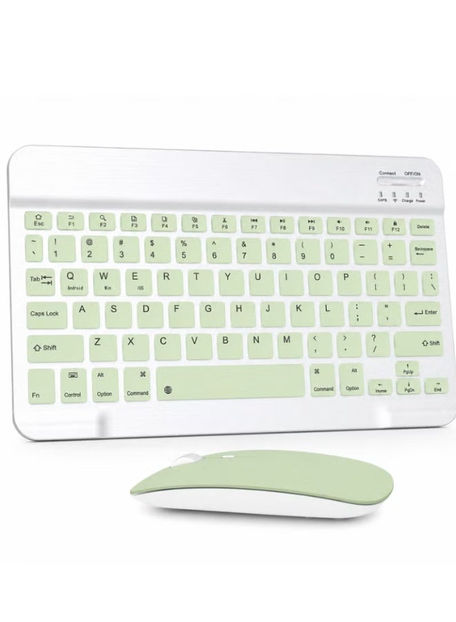ELTRAZONE Wireless Bluetooth Keyboard & Mouse Combo – Ultra-Slim Rechargeable Silent Typing Set for Android, Windows, Tablets & Phones – Compact Portable Keyboard and Mouse – Light Green - Image 1