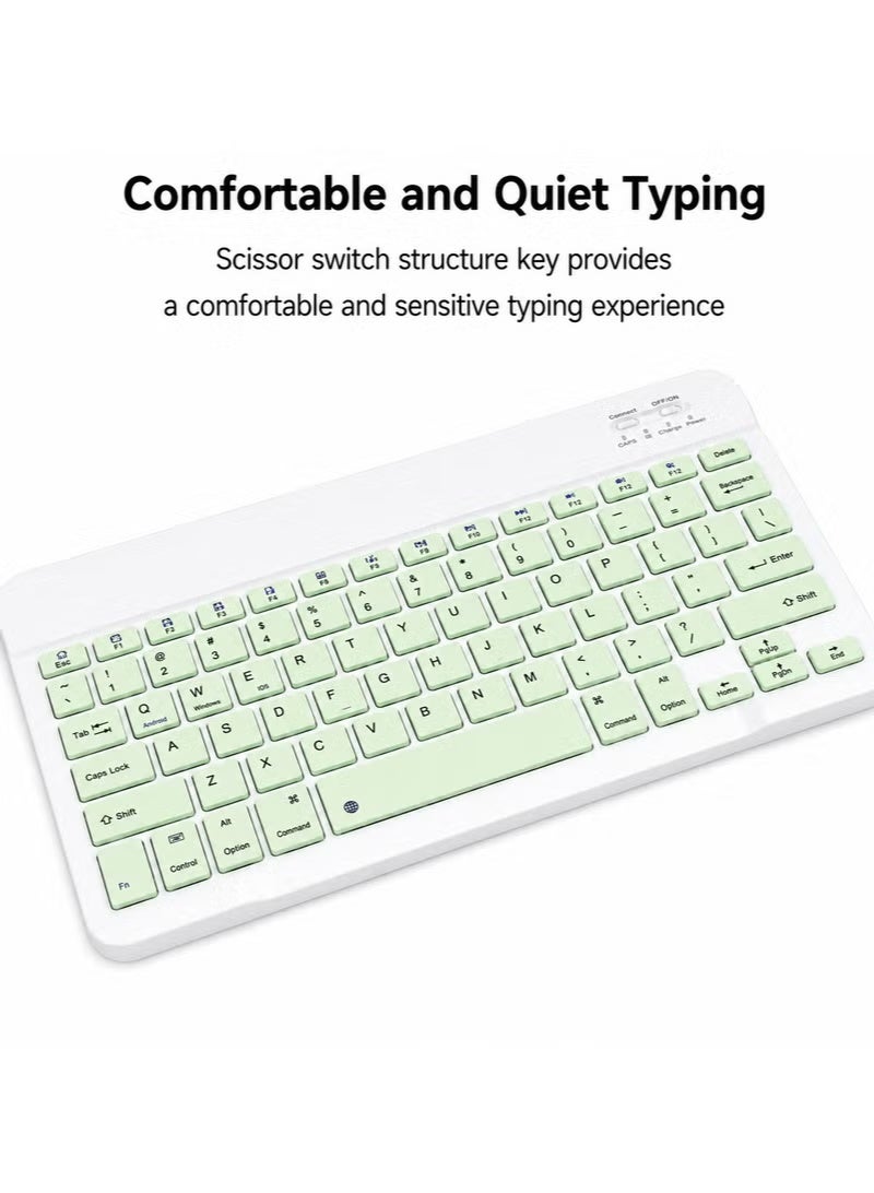 ELTRAZONE Wireless Bluetooth Keyboard & Mouse Combo – Ultra-Slim Rechargeable Silent Typing Set for Android, Windows, Tablets & Phones – Compact Portable Keyboard and Mouse – Light Green - Image 4