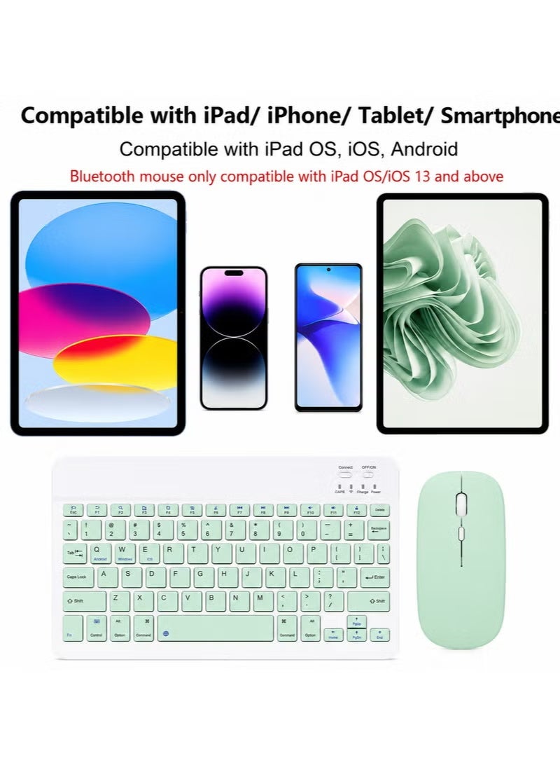 ELTRAZONE Wireless Bluetooth Keyboard & Mouse Combo – Ultra-Slim Rechargeable Silent Typing Set for Android, Windows, Tablets & Phones – Compact Portable Keyboard and Mouse – Light Green - Image 3