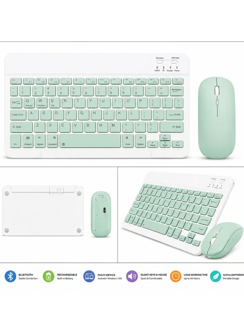 ELTRAZONE Wireless Bluetooth Keyboard & Mouse Combo – Ultra-Slim Rechargeable Silent Typing Set for Android, Windows, Tablets & Phones – Compact Portable Keyboard and Mouse – Light Green - Image 2