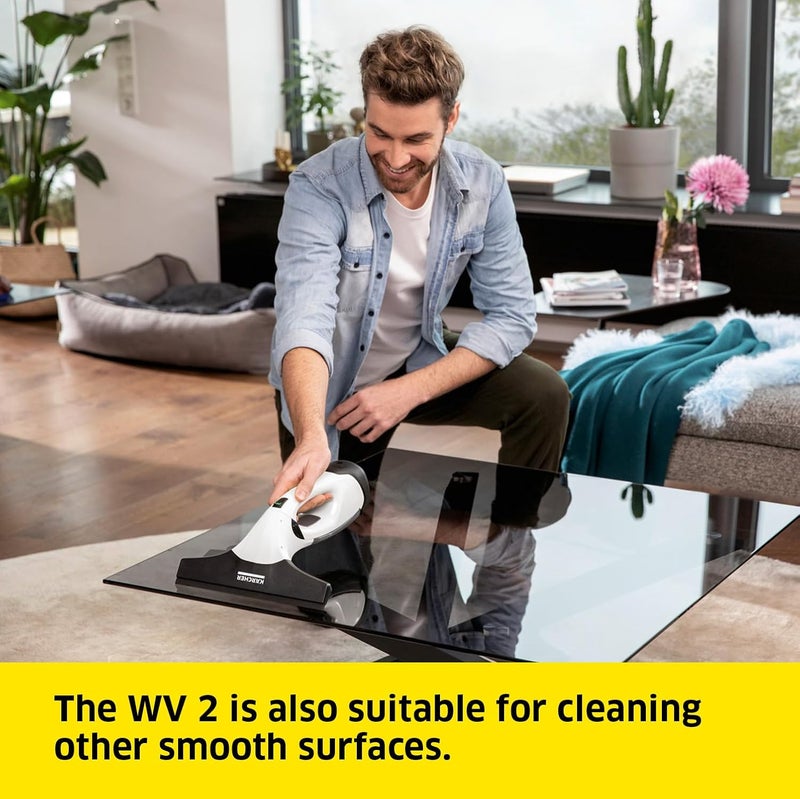Kärcher Window Vac WV 2 Plus, Battery Running Time: 35 min, LED Display for Battery Status, Suction Nozzle: 280 mm, Spray Bottle with Microfibre Cloth, 20 ml Window Cleaner Concentrate - Image 3