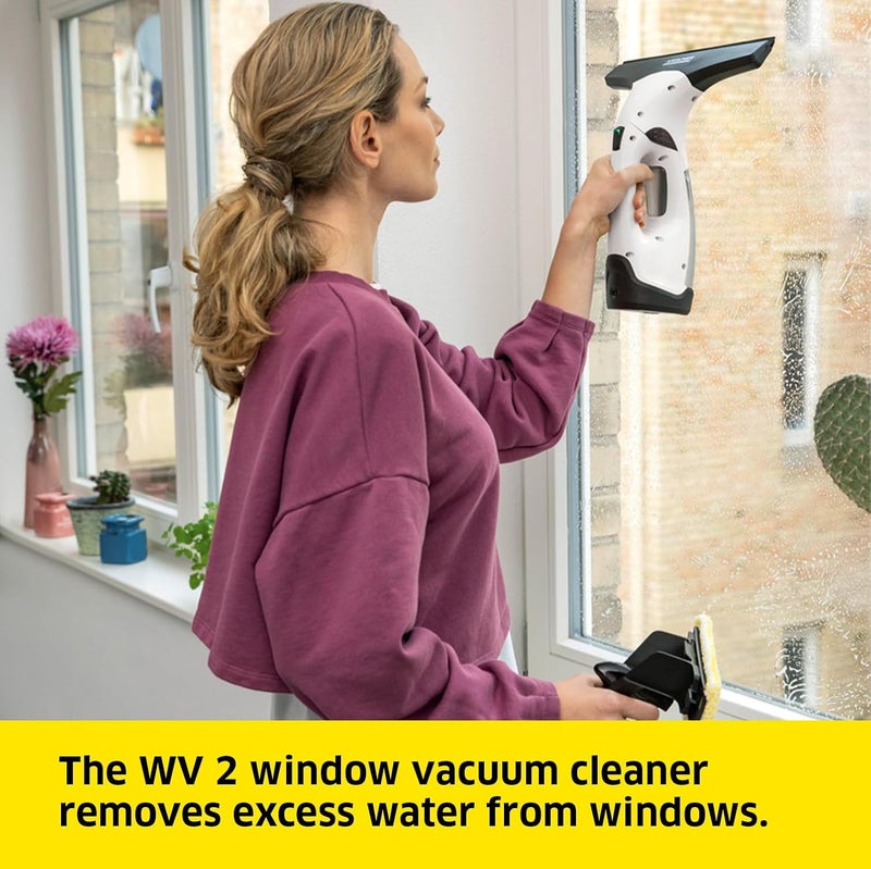 Kärcher Window Vac WV 2 Plus, Battery Running Time: 35 min, LED Display for Battery Status, Suction Nozzle: 280 mm, Spray Bottle with Microfibre Cloth, 20 ml Window Cleaner Concentrate - Image 2