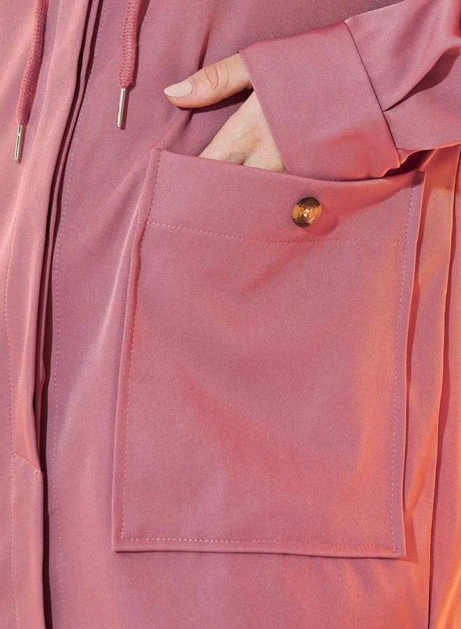Take Two Front Button Hooded Jacket with Slip Pockets