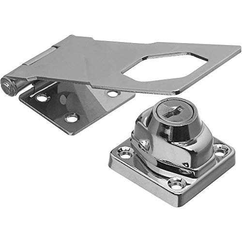 ZLYY 4 inch Keyed Hasp Lock， Twist Knob Keyed Locking Hasp for Doors Cabinets, Zinc Alloy Plated - Image 3