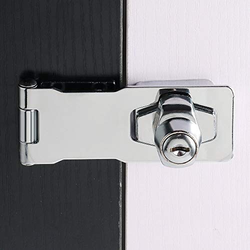 ZLYY 4 inch Keyed Hasp Lock， Twist Knob Keyed Locking Hasp for Doors Cabinets, Zinc Alloy Plated - Image 5