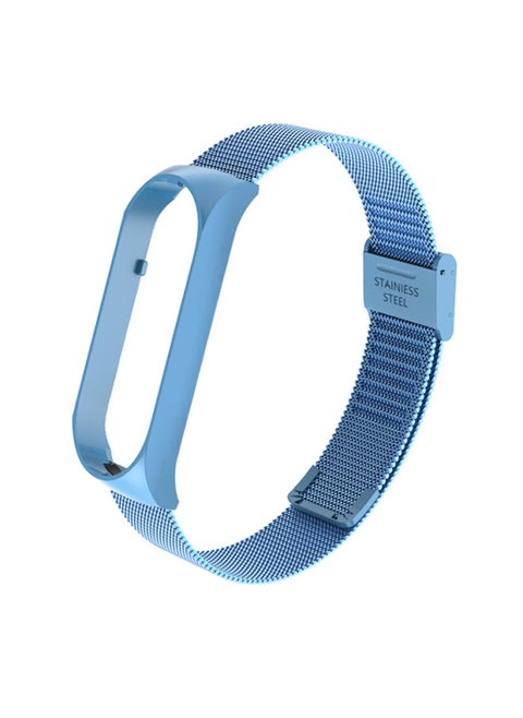 Metal Strap For XiaomiBand 6 5 Milanese Loop Three-bead Stainless Steel Mesh Strap Compatible For Xiaomi34 Smart Bracelet-Color:Snap-in-pearlescent Blue-Specifications:Mi Band 5/6 Universal