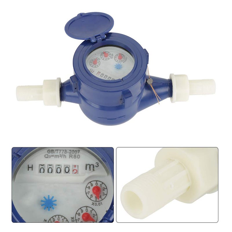 klarako Water Meter, DN15 Plastic Cold Water Meter Water Flow Wet Measuring Tool for Home Garden - Image 3