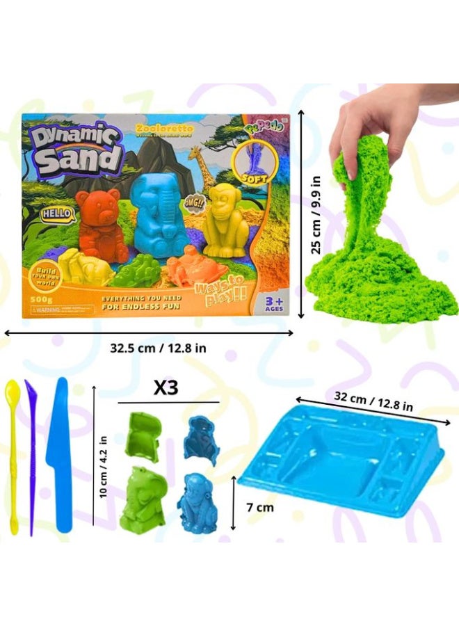 Pepedo Dynamic Sand Zooloretto – Kinetic Sand Set with Animal Moulds, 500 g - Image 4