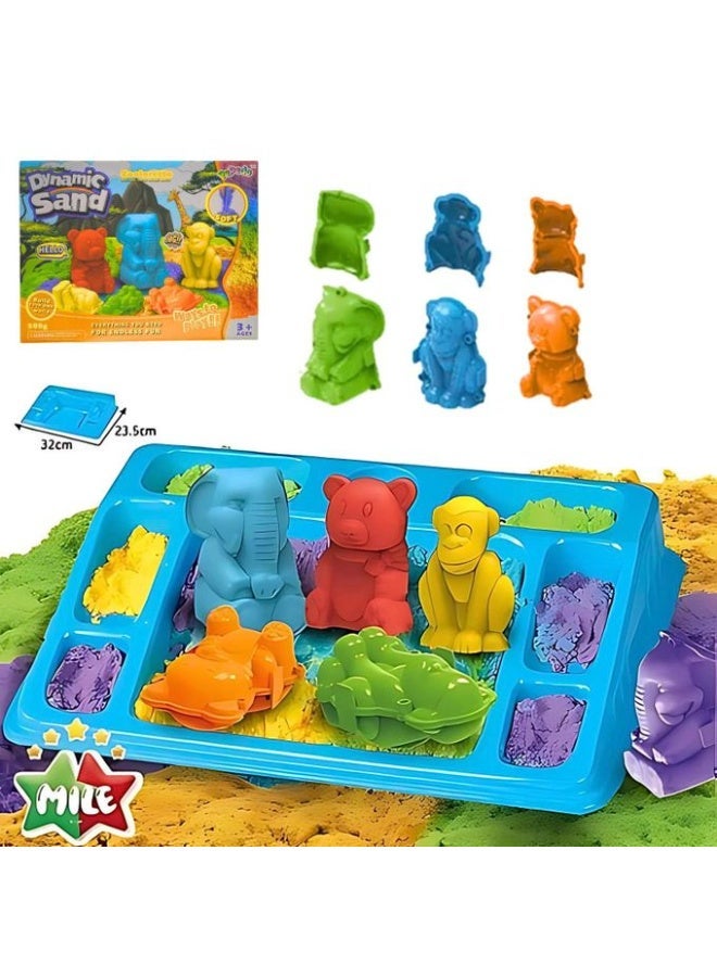Pepedo Dynamic Sand Zooloretto – Kinetic Sand Set with Animal Moulds, 500 g - Image 1