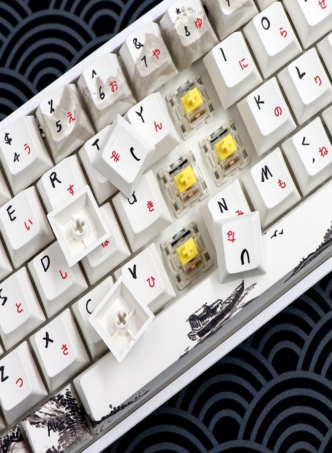 MOLGRIA GK68 68-Key RGB Backlit Gaming Keyboard with Plum Blossom Keycaps, Hot Swappable Yellow Gateron Switches, Wired and Wireless with Push Button - Image 2