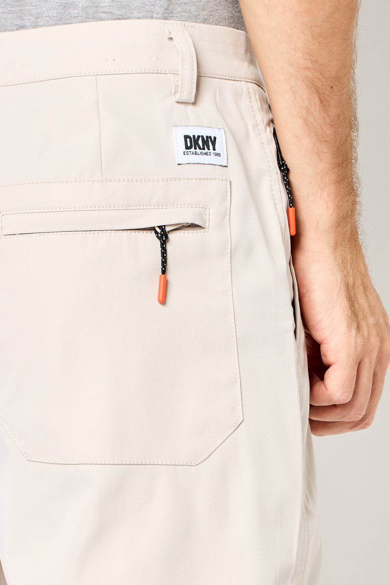 DKNY Men Regular Fit Brand Logo Shorts, Tan - Image 3