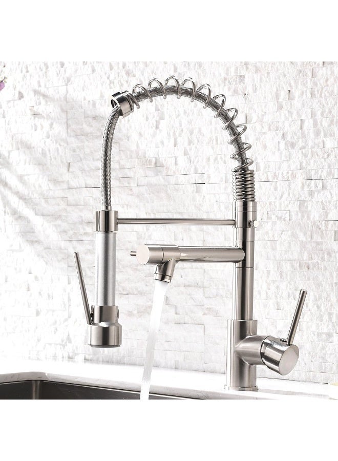 AIMADI AIMADI Contemporary Kitchen Sink Faucet, Single Handle Stainless Steel Kitchen Faucets with Pull Down Sprayer, Brushed Nickel  - Image 1