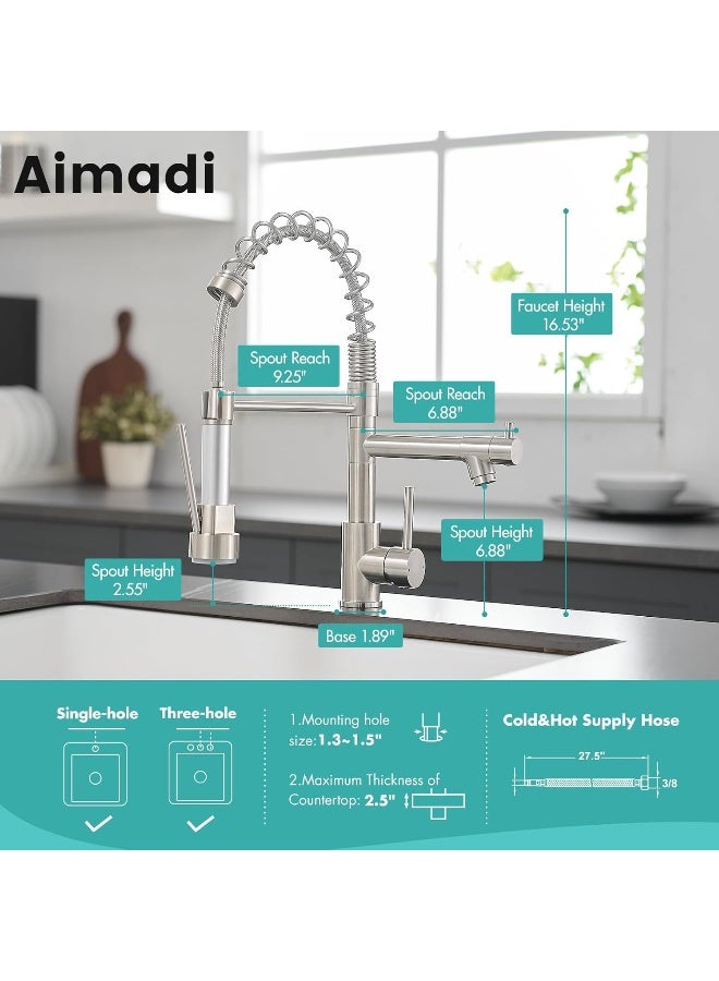 AIMADI AIMADI Contemporary Kitchen Sink Faucet, Single Handle Stainless Steel Kitchen Faucets with Pull Down Sprayer, Brushed Nickel  - Image 5