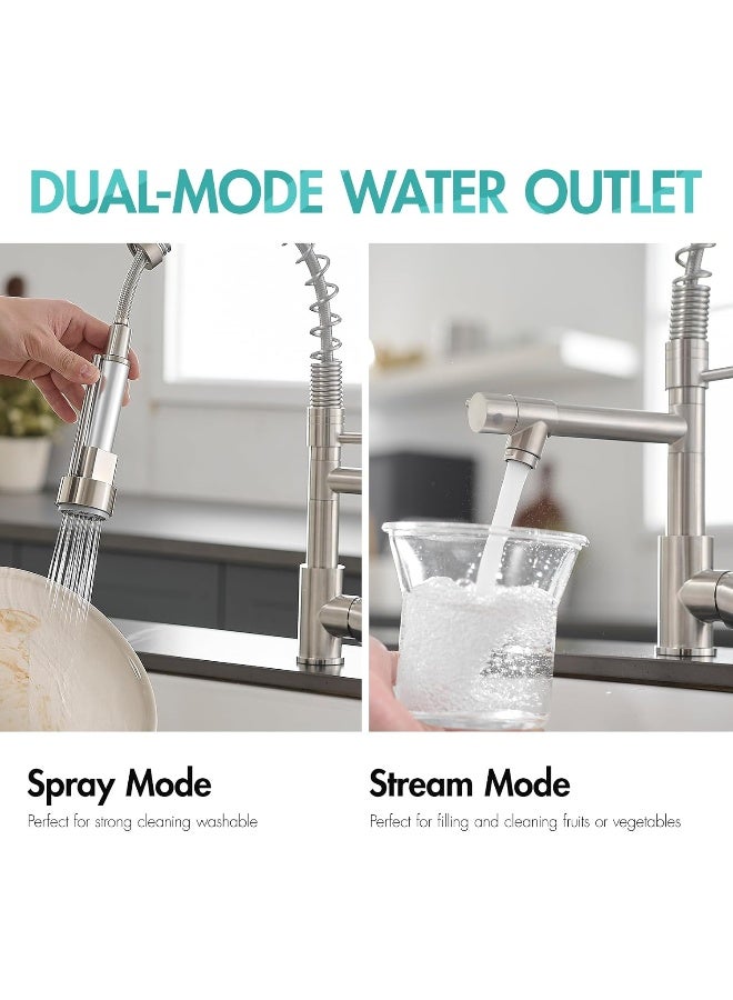 AIMADI AIMADI Contemporary Kitchen Sink Faucet, Single Handle Stainless Steel Kitchen Faucets with Pull Down Sprayer, Brushed Nickel  - Image 4