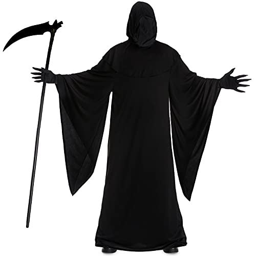 Morph Grim Reaper Costume For Men - Adult Grim Reaper Robe - Spooky Halloween Outfit - Dark Cloak For Parties, Large - Image 1