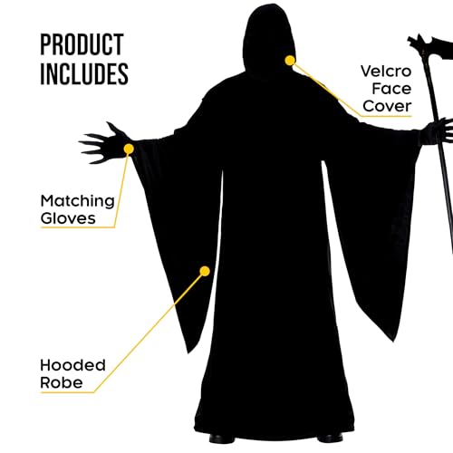 Morph Grim Reaper Costume For Men - Adult Grim Reaper Robe - Spooky Halloween Outfit - Dark Cloak For Parties, Large - Image 2