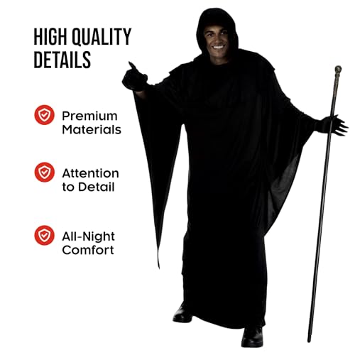 Morph Grim Reaper Costume For Men - Adult Grim Reaper Robe - Spooky Halloween Outfit - Dark Cloak For Parties, Large - Image 3