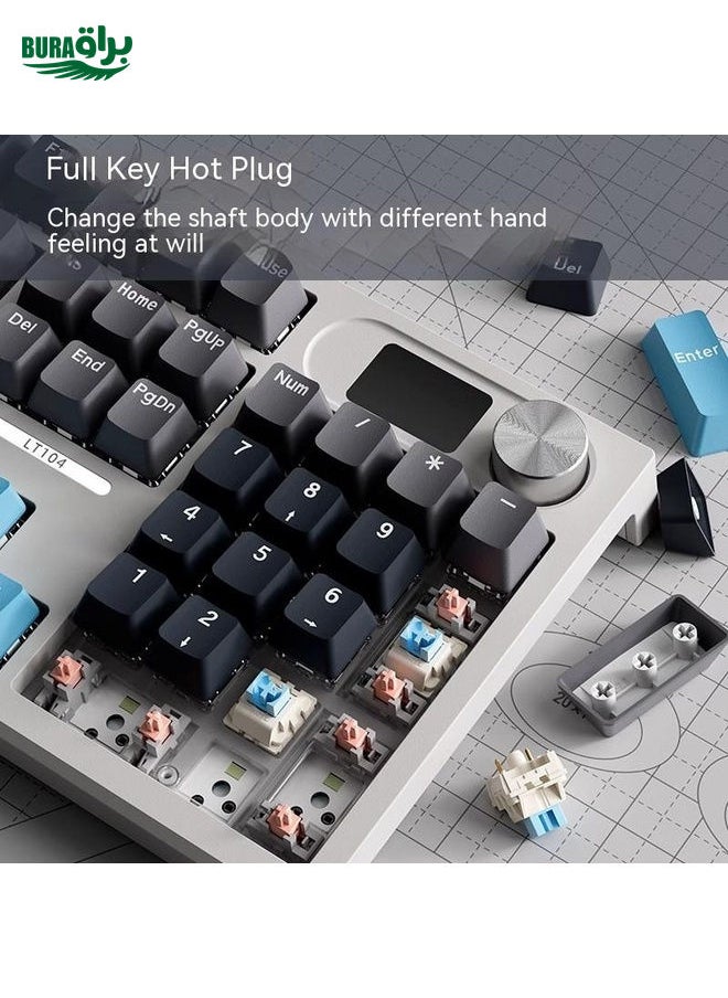 BURAQ - LANGTU LT104 Mechanical Keyboard Backlight Display Flexible DIY Keyboard, Style: Wired Single Mode Gold Axis (White) - Image 1