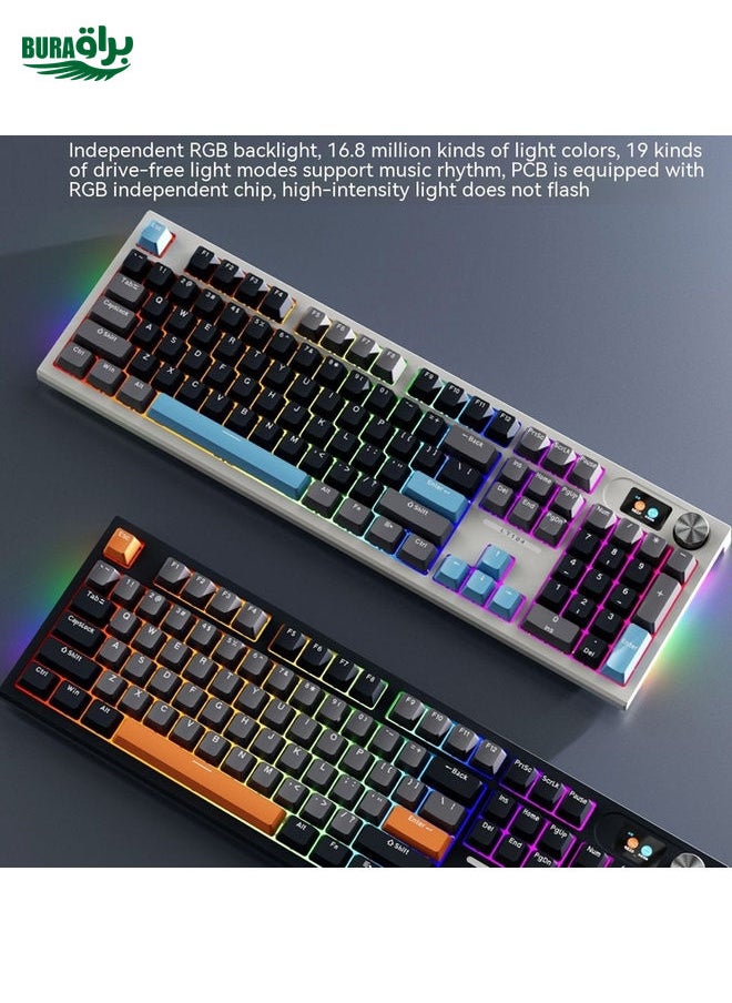 BURAQ - LANGTU LT104 Mechanical Keyboard Backlight Display Flexible DIY Keyboard, Style: Wired Single Mode Gold Axis (White) - Image 1
