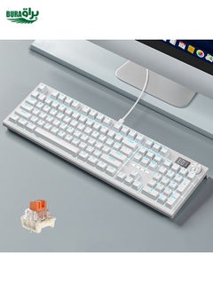 LANGTU LT104 Mechanical Keyboard Backlight Display Flexible DIY Keyboard, Style: Wired Single Mode Gold Axis (White)