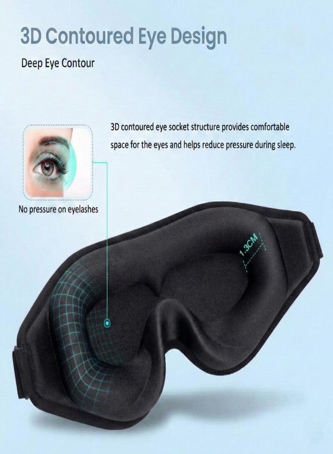 CETAPLAST 3D Contoured Sleep Mask – 100% Blackout Eye Shade for Deep Sleep & Travel – Zero Pressure Design, Eyelash Friendly & Makeup Safe (Adjustable Strap) Black - Image 3
