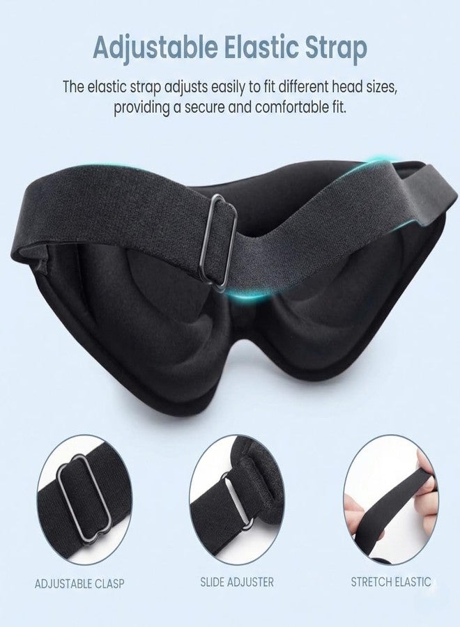 CETAPLAST 3D Contoured Sleep Mask – 100% Blackout Eye Shade for Deep Sleep & Travel – Zero Pressure Design, Eyelash Friendly & Makeup Safe (Adjustable Strap) Black - Image 2
