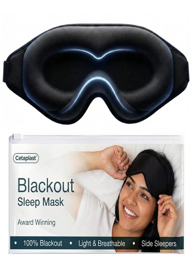 CETAPLAST 3D Contoured Sleep Mask – 100% Blackout Eye Shade for Deep Sleep & Travel – Zero Pressure Design, Eyelash Friendly & Makeup Safe (Adjustable Strap) Black - Image 1