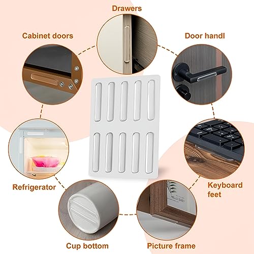 ONICORN Silicon Anti Slip Self Adhesive Wall Protector, Cabinet Door Guard Noise Dampening Bumpers, Furniture Crash Pads, Furnitures Protection Bumper Rubber Stripes (10 PCS, Transparent) - Image 5