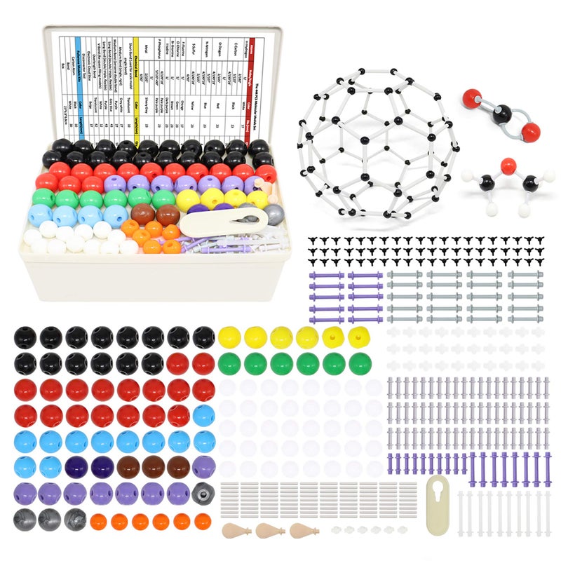 RELIANCER Molecular Model Kit,444PCS Organic Molecular Chemistry Set w/C60,Atoms,Bonds,Molecular Structures Building Kit for Chemistry Learning,STEM Science Kits for Teachers,Students,Young Scientists - Image 1
