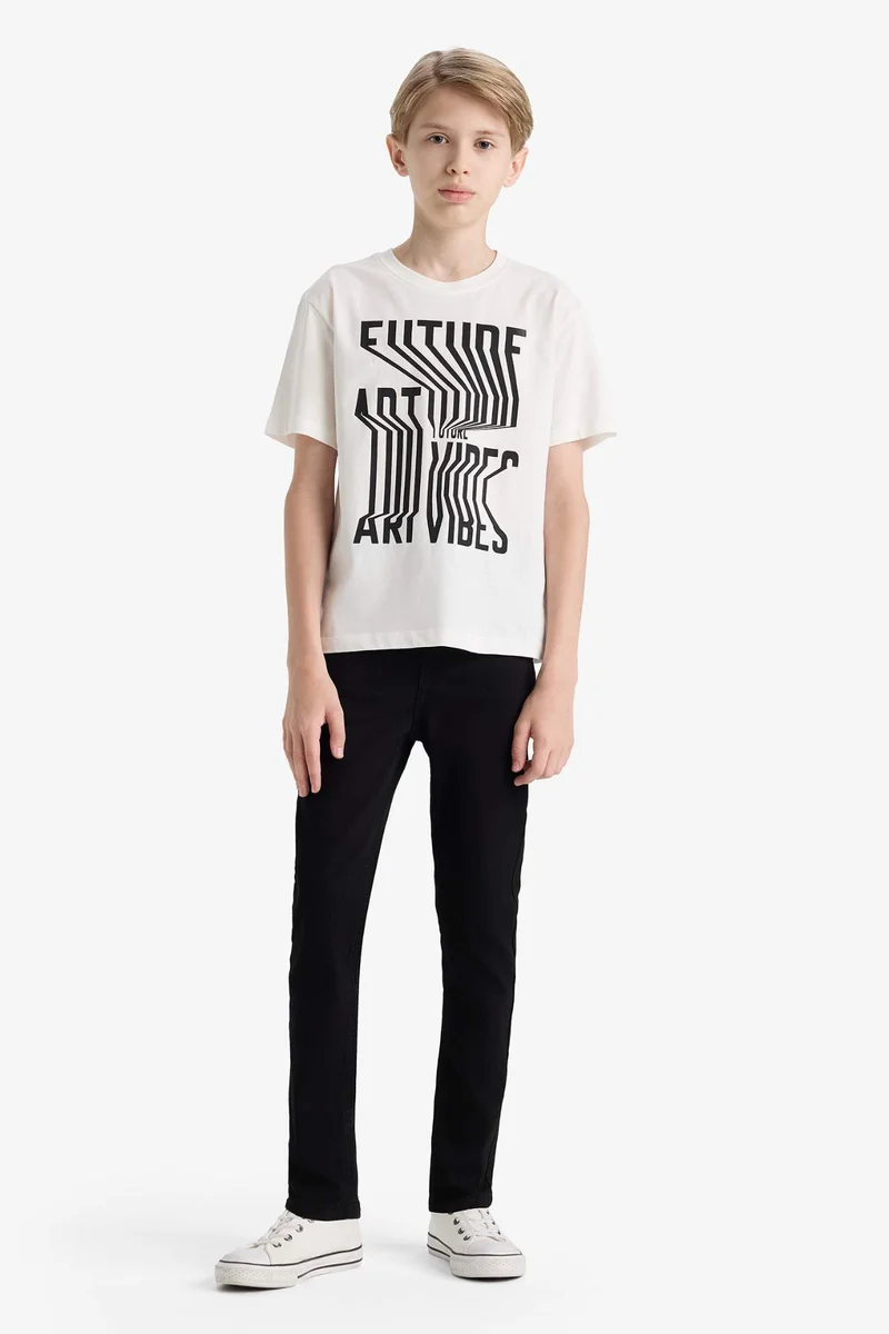 ديفاكتو Boy Crew Neck Short Sleeve Printed T-Shirt
