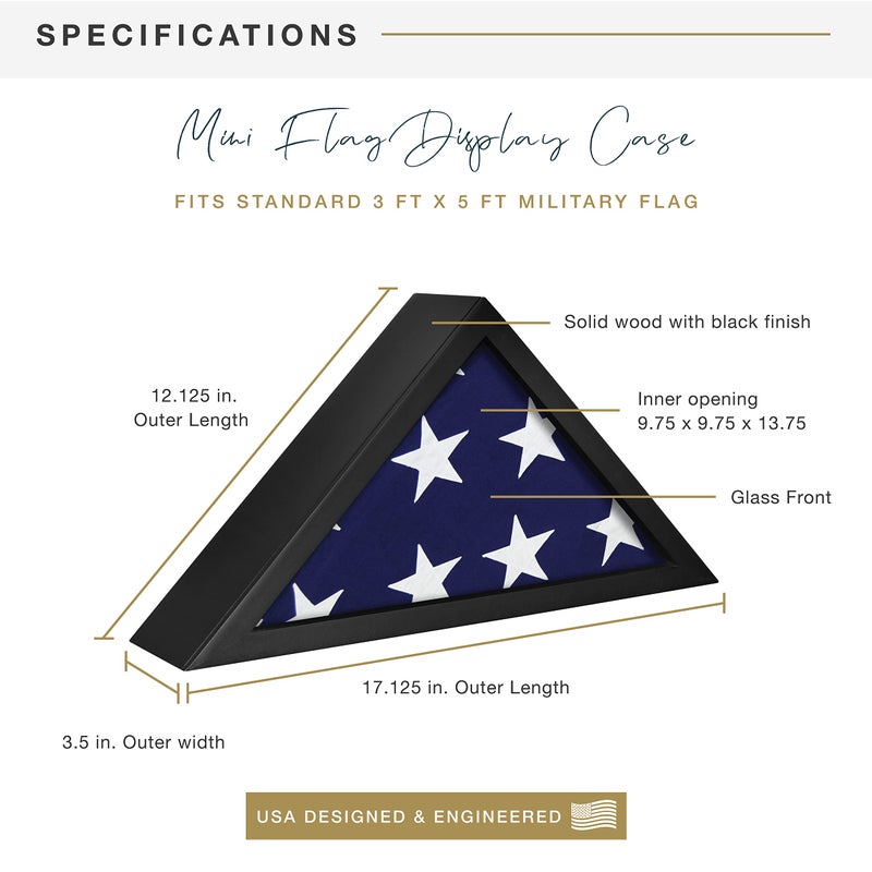 MCS 11x15.5 Inch Mini Flag Display Case for standard 3 by 5-feet military flag, Black (46716) - Image 2