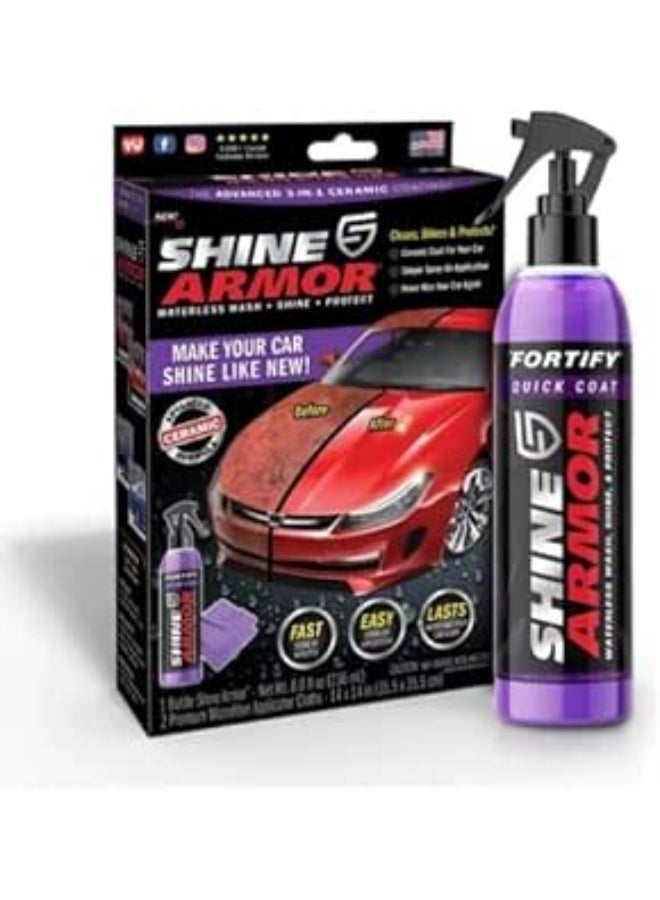 شاين أرمور عدة غسيل سيارات بدون ماء، بخاخ طلاء سيراميك 236 مل مع مناشف مايكروفايبر، 3 في 1 للتنظيف والتلميع والحماية - Image 1