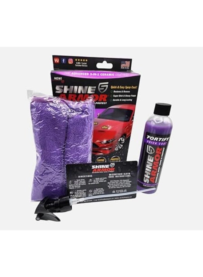 شاين أرمور عدة غسيل سيارات بدون ماء، بخاخ طلاء سيراميك 236 مل مع مناشف مايكروفايبر، 3 في 1 للتنظيف والتلميع والحماية - Image 2