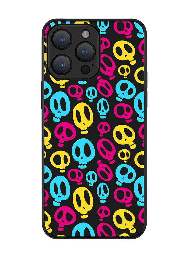 Stylizedd Cover for iPhone 15 Pro Max Case Rugged Black Slim fit Soft Flexible Anti Drop TPU Gel Thin Protective Phone Cases - Crazy Skulls - Image 1