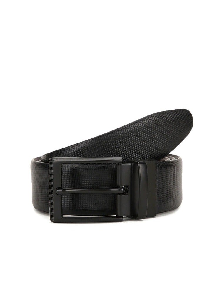 TEAKWOOD Reversible Genuine Leather Black  Belt for Men - Image 1