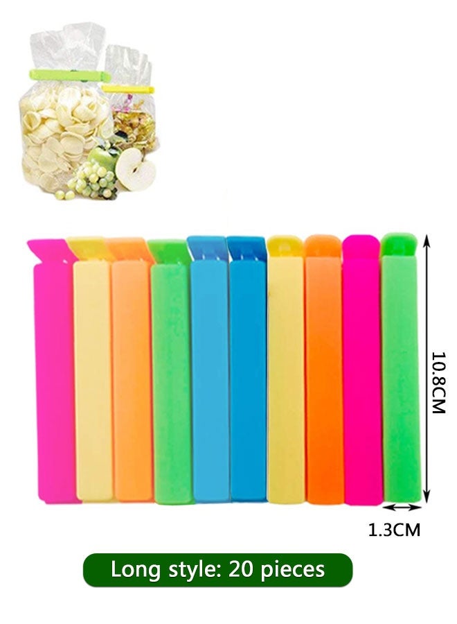 HAWAWA 20pcs Plastic Sealing Clips for Food and Snack Bag Colorful Food Fresh Keeping Clips Reusable Chips Bread Bag Clamp Sealer for Kitchen Food Storage and Organization ( 10.8cm) - Image 2