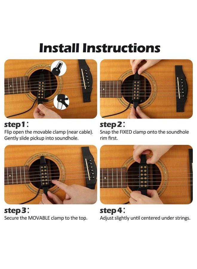 GOGHOST Clip-On Guitar Pickup for 38-42in Acoustic Guitar Electric Transducer Sound Amplify Pickup Cable Length 10ft - Image 2