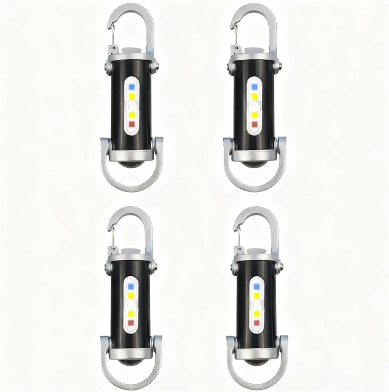 Super Bright Mini Keychain Flashlight Rechargeable Type C USB LED Light Waterproof 4 Pcs - Image 1