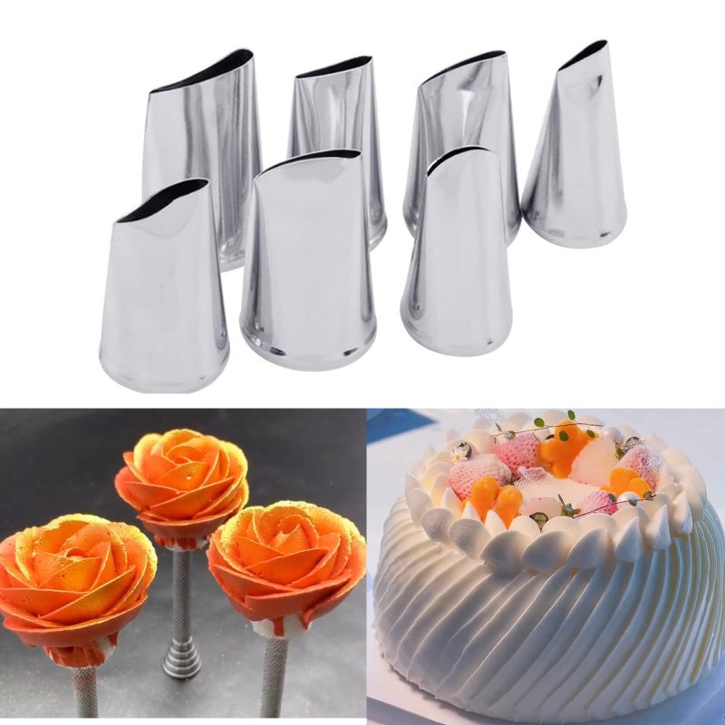 Suuker Suuker Fondant Rose Piping Tips Set Stainless Steel Cake Decorating Pastry Tools Cake Decorating Supplies Baking Set Tools 7 Pieces