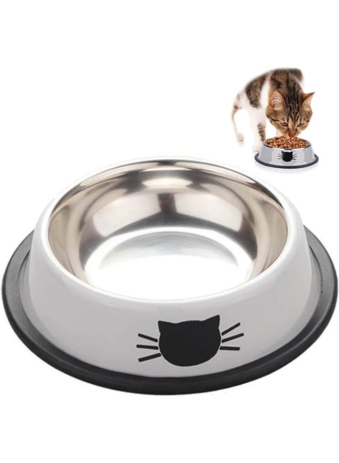 Rubik Cat Dog Bowls, Stainless Steel Non-Skid Rubber Base Bowls for Small Pets Puppy Kitten Rabbit Cat Dog, Easy to Clean Durable Cat Dish for Food and Water - Grey  - Image 1