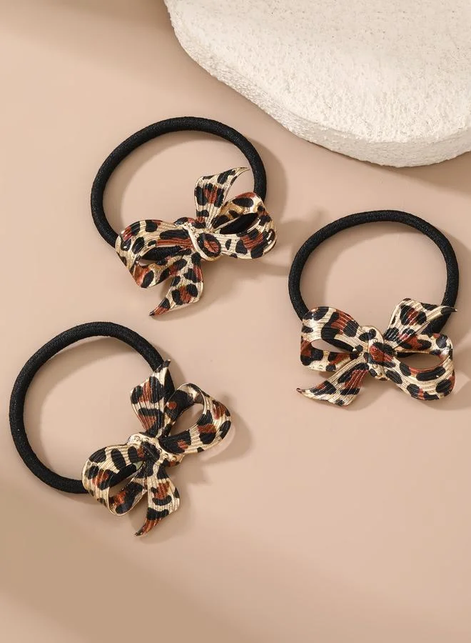 Take Two Pack of 3 - Leopard Print Bow Hair Tie