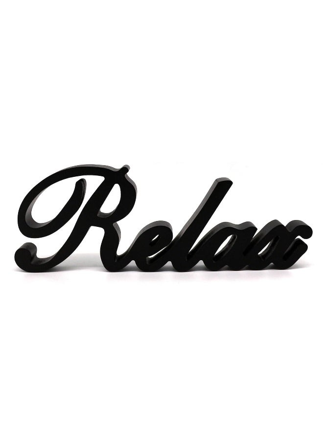 TPGP Matt Black Wooden Words Sign Free Standing Relax Desk/Table/Shelf/Home Wall/Office Decoration Art, 12 X 4-1/4 X 1 Inch - Image 1