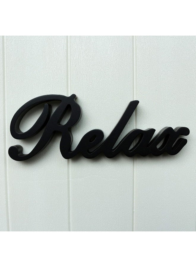 TPGP Matt Black Wooden Words Sign Free Standing Relax Desk/Table/Shelf/Home Wall/Office Decoration Art, 12 X 4-1/4 X 1 Inch - Image 3