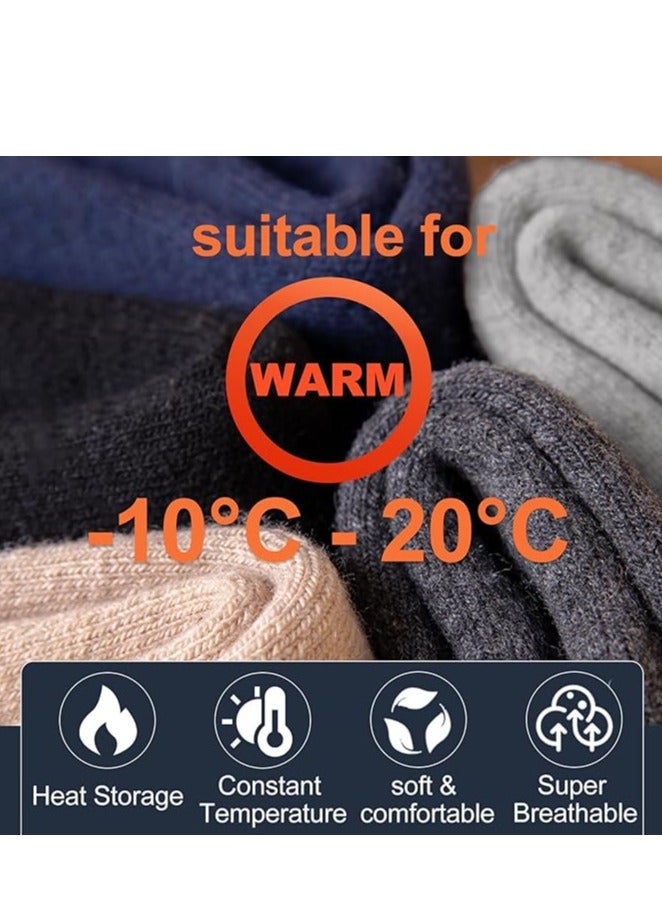KASTWAVE Wool Socks for Women, Pairs Warm Wool Socks for Men, Soft Comfort Casual Crew Winter Socks, Thick Warm Winter Vintage Knit Thermal Socks for Women(5 Pairs) - Image 4