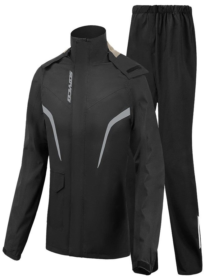 Scoyco Motorcycle Rain Suit Reflective Rain Jacket and Pants, Black&grey, XXL - Image 1