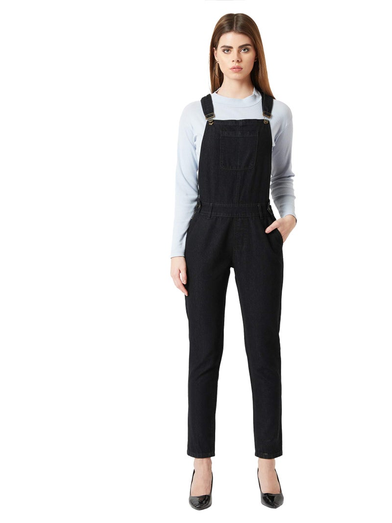 Miss Chase Women's Black Skinny Denim Dungaree(MCSS20DEN04-48-62-30,Black,30) - Image 2