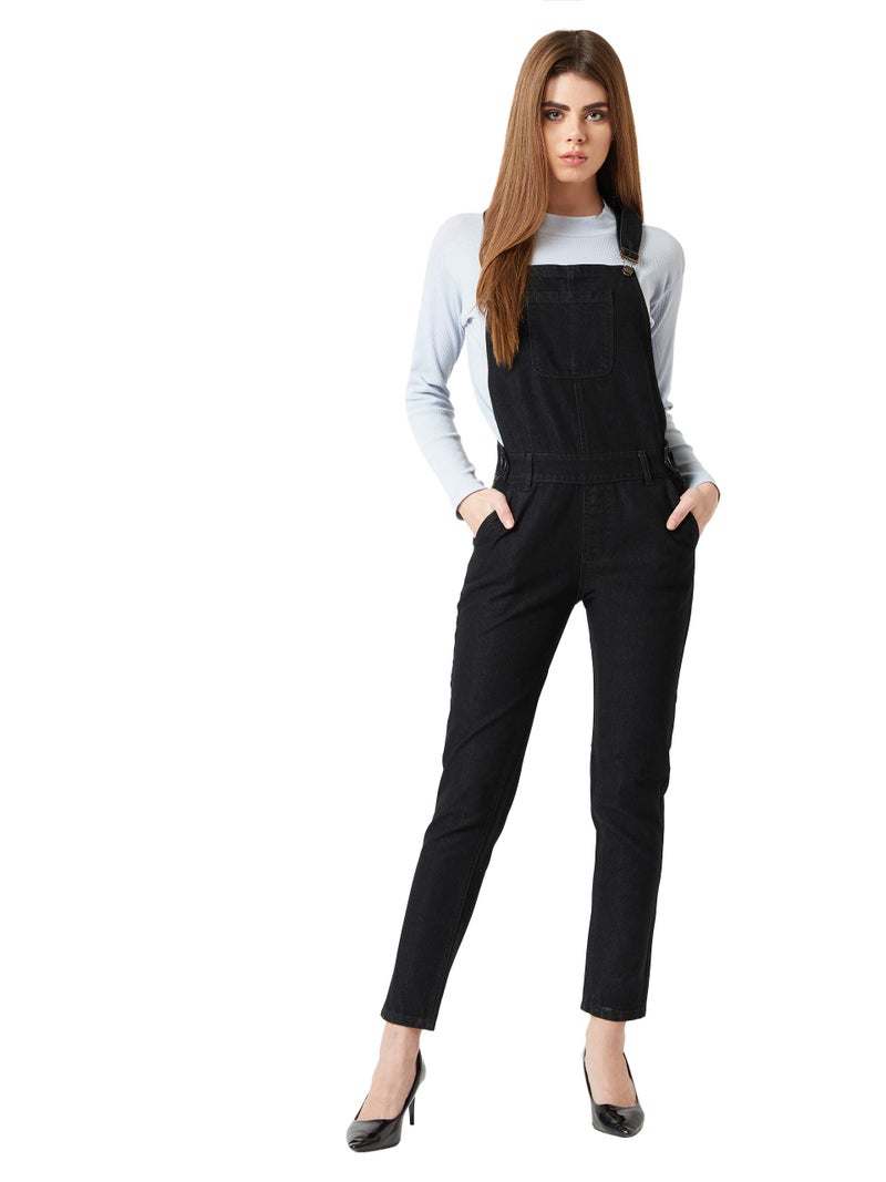 Miss Chase Women's Black Skinny Denim Dungaree(MCSS20DEN04-48-62-30,Black,30) - Image 1
