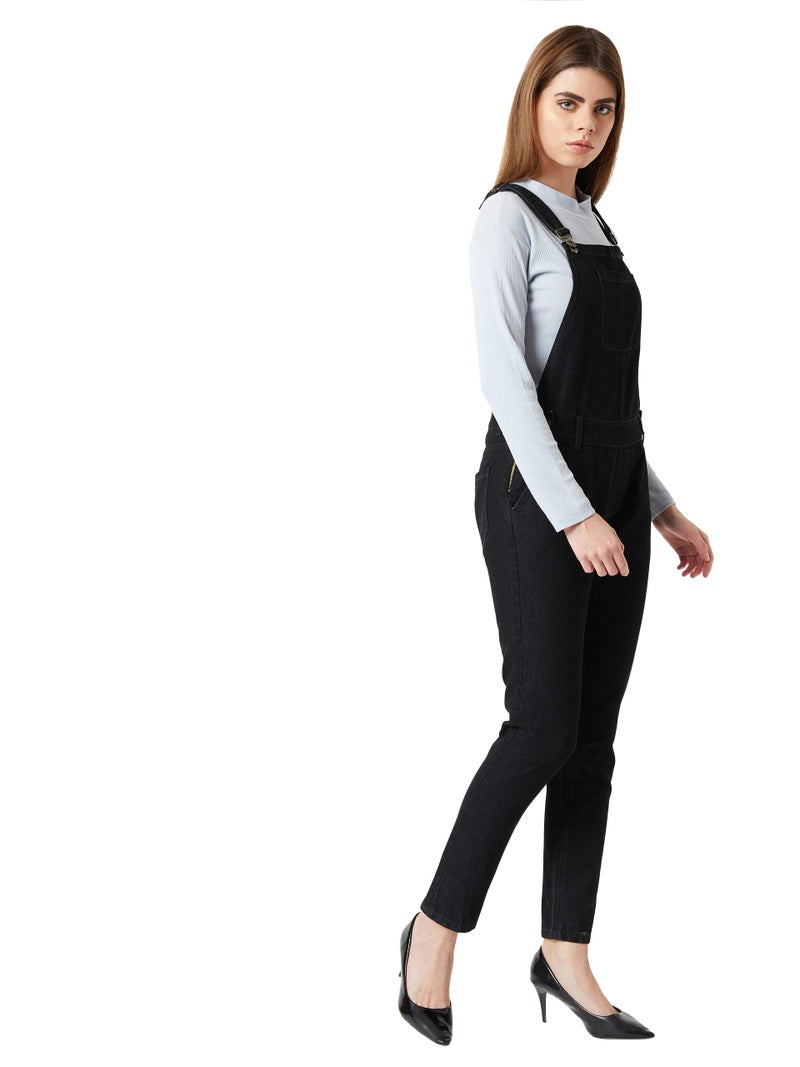 Miss Chase Women's Black Skinny Denim Dungaree(MCSS20DEN04-48-62-30,Black,30) - Image 3